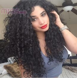 Kinky Curly Wigs Pink Black Color Synthetic Lace Front Wig Long Curly Synthetic Hair Wigs FZP164