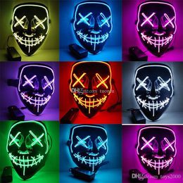 Halloween LED Light Up Mask Many Options Party Cosplay Masks The Purge Election Year Funny Glow In Dark Horror Masks