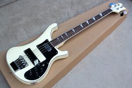 Factory Custom Cream White Electric Bass Guitar with 4 Strings,Black Pickguard,Rosewood Fingerboard,Chrome Hardwares,Offer Customised