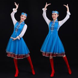 Mongolian Tibetan style national Women's Dress Gown Minority cosplay Costumes Adult singers and dancers ethnic stage wear clothing