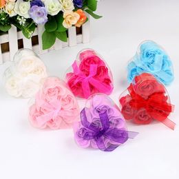 Valentine's Day gift artificial rose heart-shaped two-color rose soap flower (6 / box) romantic wedding decoration soap flower XD22948