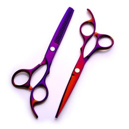 Manooby Professionals Hairdressing Hair Cutting Scissors Salon Barber Shears Stainless Colorful Scissorss Pet Beauty Tool Set