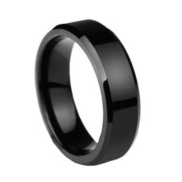 Black Rings For Women Men Smooth Cut Surface Ring Fashion Jewellery Wholesale