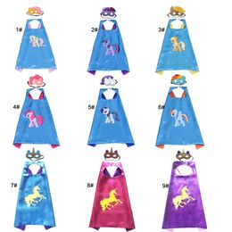 Dress up Costume Cape and Mask Set with Drawstring Backpack for Kids, Birthday Party Children Double Layer Costumes