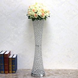 10pcs/lot 29.52 tall Gold Silver color crystal beaded Canton Tower vase wedding table centerpiece crystal flower stand holder