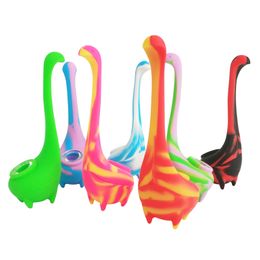 7" Dinosaur Silicone Water Bong With Glass Bowl Accessory Cool Cute Unique Novelty Smoking Dry Herb Tobacco Flower Dab bubbler