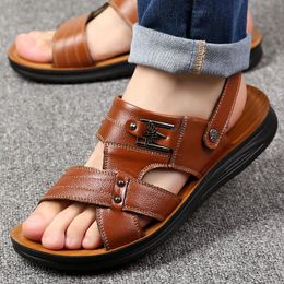 Hot Sale-Wholesale Beach Shoes Summer Men's Sandal Head Layer Leather Slippers Dropshipping