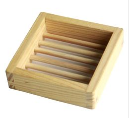 100pcs Natural Bamboo Wooden Soap Dishes Wooden Soap Tray Holder Storage Soap Rack Plate Box Container