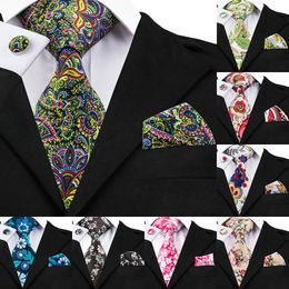 2020 Brand Vintage Floral Silk Tie Sets Mens Ties Designers Fashion Neck Hanky Cufflinks Print Ties For Men Shirt