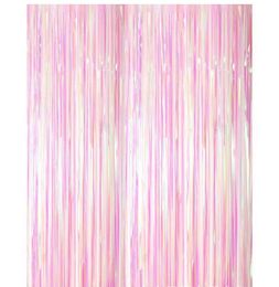 Partihandel Färgrik Transparent Rain-Silk Gardin Tassels Party Backdrop Bröllopsrum Dekoration Folie Gardiner 1m bred och 3m lång wq63