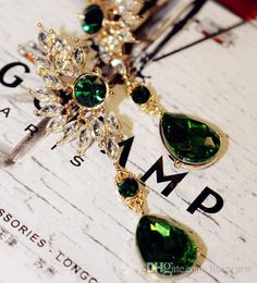 Earrings Pretty Statement Fashion Jewelry Brand Design New Korean Crystal Drop Earring Diamond Gemstone Wing Feathers Bohemian Earrings