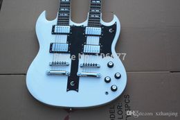 Free Shipping Hot Sale High Quality 6 + 12 Strings Custom Guitar Double Neck White Electric Guitar