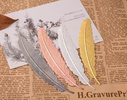 7 Colours Metal Feather Bookmark Document Book Mark Label Golden Silver Rose Gold Bookmark Office School Supplies SN2796