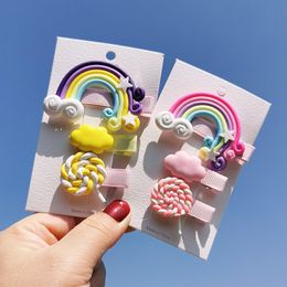 Ins Cute Girl Hair Accessory Colourful Raindbow Cloud Candy design Barrettes Girl Hair Accessories kids Jewellery Birthday Gift hair clipper