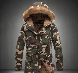 Men Winter Camouflage Parkas Mens Military Medium long Winter Coat CO Thickening Cotton padded Winter Camo Jacket Men With Fur Hood Men Winter Camouflage Parkas Mens Military Medium long Winter Coat CO Thickening Cotton padded Winter Camo Jacket Men With Fur Hood