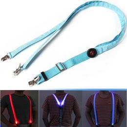 LED Suspenders 2.5*110CM luminous Suspenders Clip-on adult Elastic Adjustable Braces 3 Colours For men women Hallowmas Christmas gift