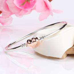Wholesale- style copper silver plated heart-shaped rose gold bracelet DIY basic bracelet