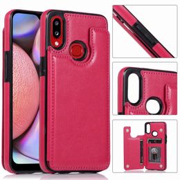 PU Leather Bracket Phone Back Case Cover Card Slots Double Button FOR Samsung Galaxy A10 A40 A70 A10E A20E A10S A70S M10 50pcs/lot