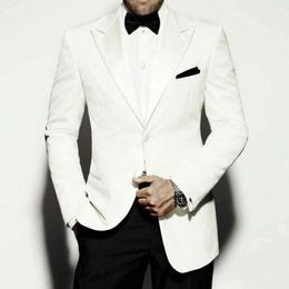 Ivory White Men Suits Custom Made Wedding Suits For Man Bridegroom Slim Fit Formal Evening Party Groom Wear Prom Tuxedos Blazer Jacket+Pants