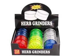 HOT sale 60mm 3 piece colorful plastic herb grinder for smoking pipe tobacco spice grinder with 5 color cheap smoking pipes grinders