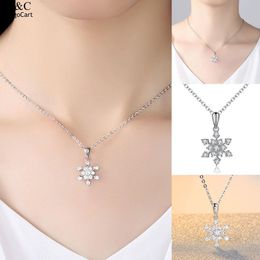 Fashion- Women Fashion Jewellery Choker Snowflake Shape Rhinestone Pendant Lobster Claw Clasp Necklace Casual Party