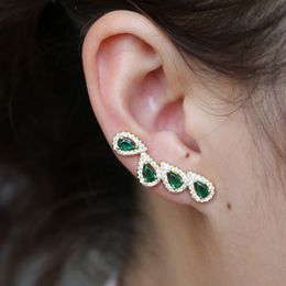 2019 Fashion water drop new earrings micro pave shinny zircons with green stones tear drop vintage Jewellery crystal earring gift