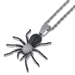 Hip Hop Iced Out Spider Design Pendant Necklace with Micropave Simulated Diamond Mens Bling Party Jewelry