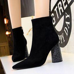 italian shoes women designers shoes woman rhinestone boots heles heels womens shoes winter boots women ankle boots for women botas mujer