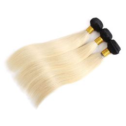 High Quality Cuticle Aligned Hair 1B/613 Ombre Blonde Human Hair Weave 3/4 Bundles 12-24 Inch Straight Brazilian Virgin Human Hair Weaves