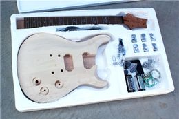 Factory Custom Natural Wood Electric Guitar Kit(Parts) with Mahogany Body ans Neck,Maple Top,Chrome Hardwares,DIY Guitar