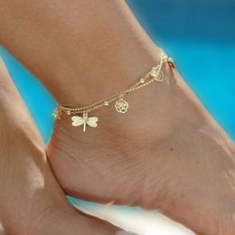 15 Styles 2019 Bohemian Anklet Bracelet Beach Ankle Butterfly Dragonfly Leaf Rose Anklets Adjustable Foot Chain Women Jewellery Gift