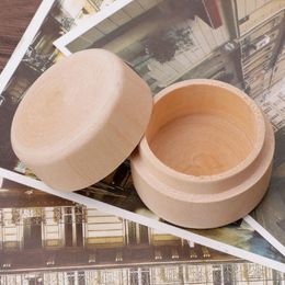 Small Round Wooden Storage Box Ring Box Vintage Decorative Natural Craft Jewellery Box Case Wedding Storage Bottles K943-2