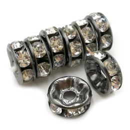 oro rosa Rhinestone claro Redondo Rondelle espaciador granos del metal 8mm 50 un