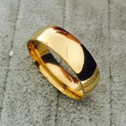 -Alta polonês ampla homens 8mm de casamento anéis de ouro real ouro 22K preenchido anéis de dedo 316L de titânio para homens Nunca enfraquecendo EUA tamanho 6-14