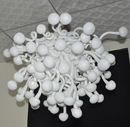 Lamps Modern Crystal Murano Chandelier Hanging Ceiling Light Frosted White Glass Mushroom Handmade Blown-Glass Italian Chandeliers