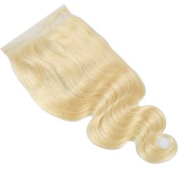 613# Color Brazilian 100% Human Hair 7*7 Lace Closure Free Part Silky Straight Body Wave 16-24inch Blonde Color