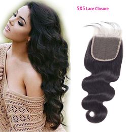 Indian Virgin Hair 5X5 Lace Closure With Baby Hair Mink Body Wave Closures Hair Products 12-26inch
