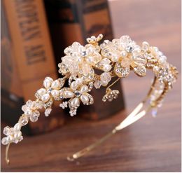 Crown Bride White Pearl Handmade Rhinestone Crown Wedding Accessories Crown Hair Accessories
