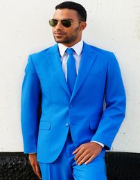 Royal Blue Groom Tuxedos Notch Lapel Men Wedding Tuxedo New Fashion Men Jacket Blazer Men Prom Dinner/Darty Suit(Jacket+Pants+Tie) 1508