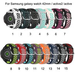 Two-color breathable Silicone Wrist Band Strap for galaxy watch 42mm Replaceable for Samsung active2 Smart watch Factory Promotion