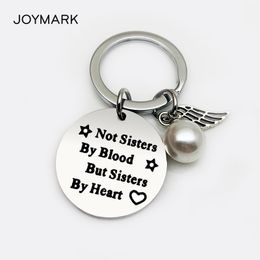 ragazza non sorelle di sangue ma sorelle di cuore Stainless Steel Heart Family Friend Gifts Sister portachiavi per da donna