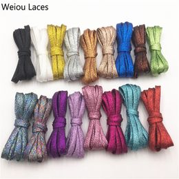 sparkly shoe laces NZ - Weiou Cool Pearlized Glitter Shoelaces Shiny Sparkly Flat Shoe Laces Christmas Colors Chic Shimmering Bootlaces 120cm