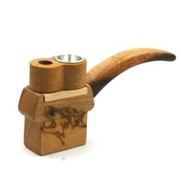 Wood Material Philtre Bend Handpipe Handmade Smoking Tube Portable Innovative Design Multiple Uses For Tobacco Cigarette Hot Cake DHL Free