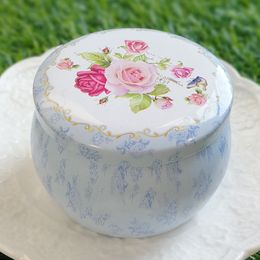 Portable Flower Tea Tin Boxes Favors Party Decor Supplies Drum Shaped Tea Container Cans Gift Package Wedding Shower Ideas