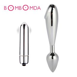 Metal Crystal Anal Plug Double Head Stainless Steel Booty Beads Jewelled Anal Butt Plug Sex Toys Products For Men Couples SH190730