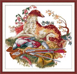 Hunting dog home diy kit Handmade Cross Stitch Craft Tools Embroidery Needlework sets counted print on canvas DMC 14CT /11CT