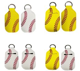 DHL300pcs Bag Parts Keychain Baseball Softball Keychain Chapstick Holder 10.3*6cm Key Rings Hand Sanitizer Bottle Holder