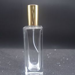 Wholesale new 50ml refillable portable rectangle transparent glass spray perfume bottle atomizer for travel