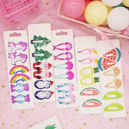 6Pcs/Lot Hair Accessories Cartoon Fruit Hair Clips Cute Star Hairgrip For Girl Metal Children Snap Ins baby Barrettes Headwear M879