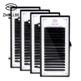 Zwellbe 16rows/Case/Set 7~15mm Mix In One Tray Natural Synthetic Mink Individual Eyelash Extension Makeup Cilia Professional Use
